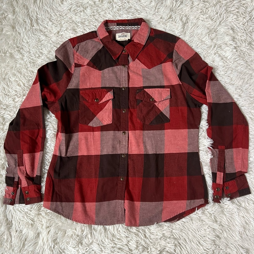 Shyanne Life Buffalo Plaid Snap Front Western Shirt Women’s Large 100% Cotton